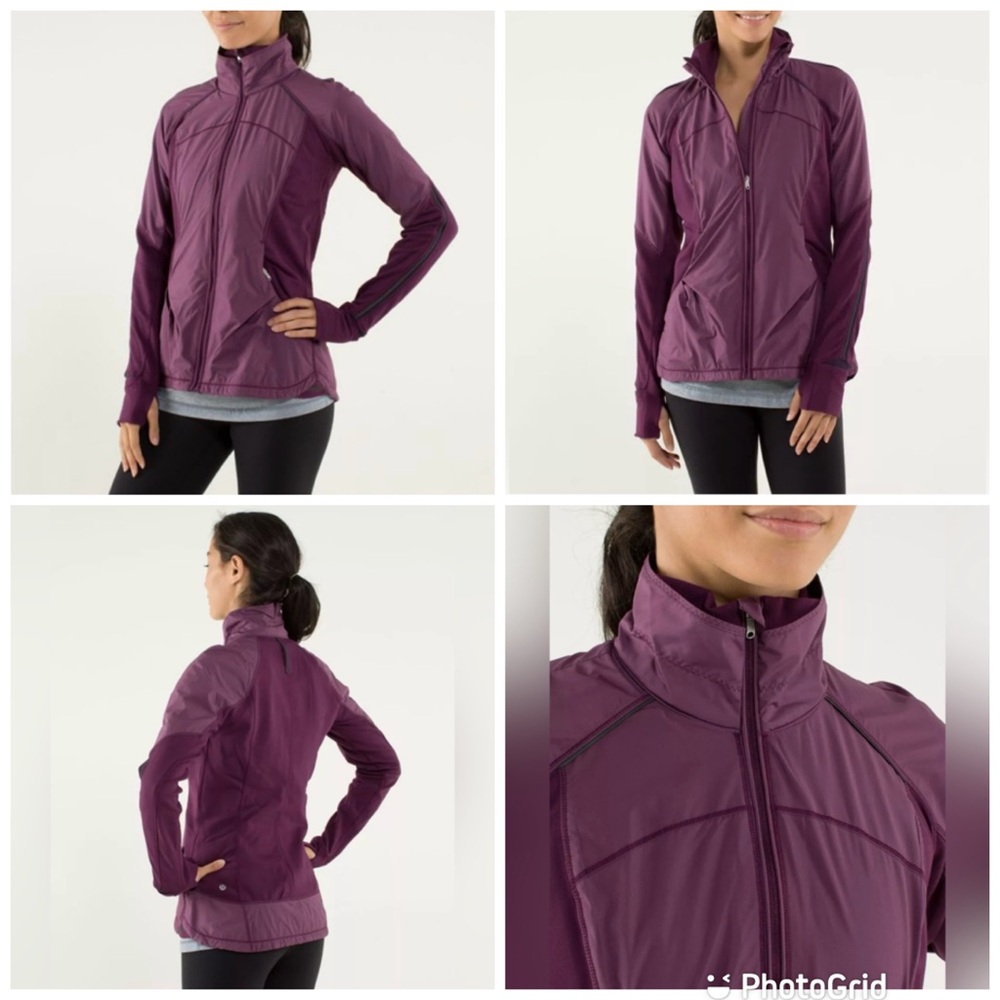 Lululemon Can’t Stop Jacket in Mini Hyper Stripe Plum Matte Glyde Rulu, size 4 - Picture 9 of 16